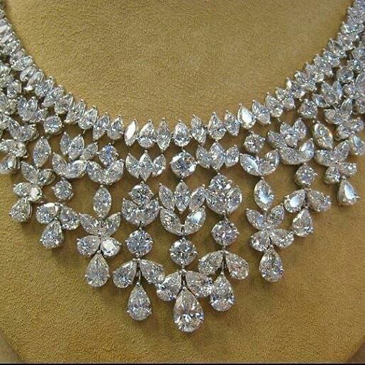 Diamond Cluster Necklace with Marquise & Pear Cuts